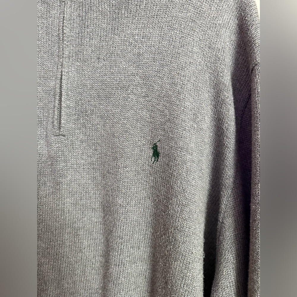 Polo Ralph Lauren Mens 1/4 Zip Pullover Sweater Gray W/ Green Pony Size 3XLT - Picture 3 of 4